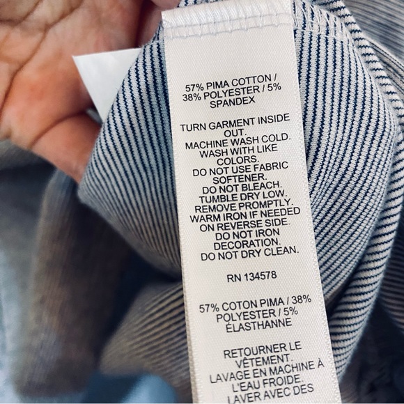 Vineyard Vines “Island T-shirt” Blue White Striped Long sleeve Hooded T Sweater - Picture 11 of 11